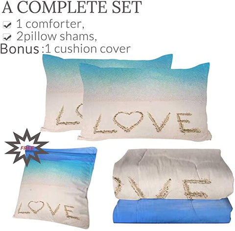 Image of 4 Pieces Love On Sand Comforter Set - Beddingify