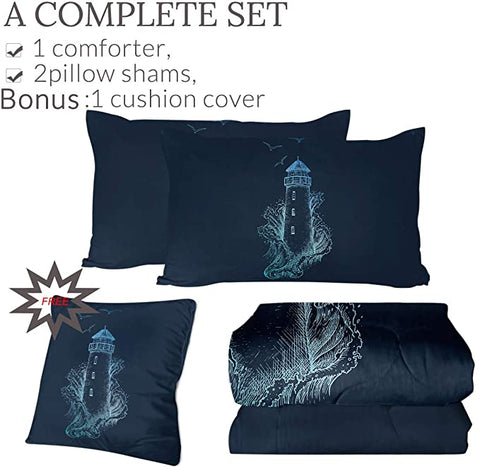 Image of 4 Pieces Lighthouse Comforter Set - Beddingify
