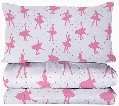 Image of 4 Pieces Pink Ballerine Patterns Comforter Set - Beddingify