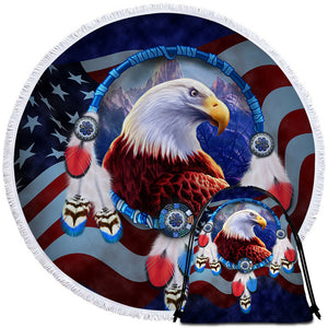 America Mascot Eagle Round Beach Towel Set - Beddingify