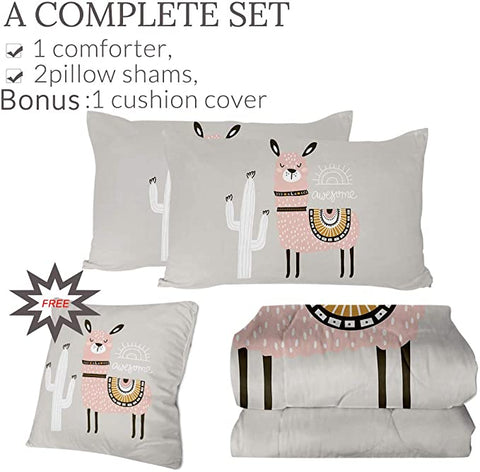 Image of 4 Pieces Awesome Llama Comforter Set - Beddingify