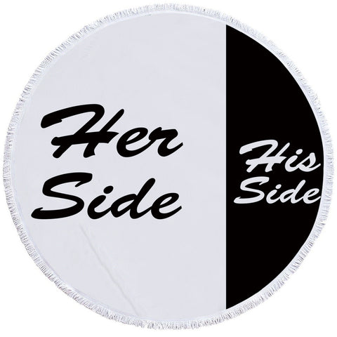 Image of Her Side His Side Round Beach Towel Set - Beddingify