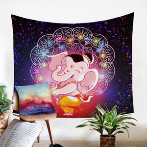 Cartooned Ganesh Cosmic Tapestry - Beddingify