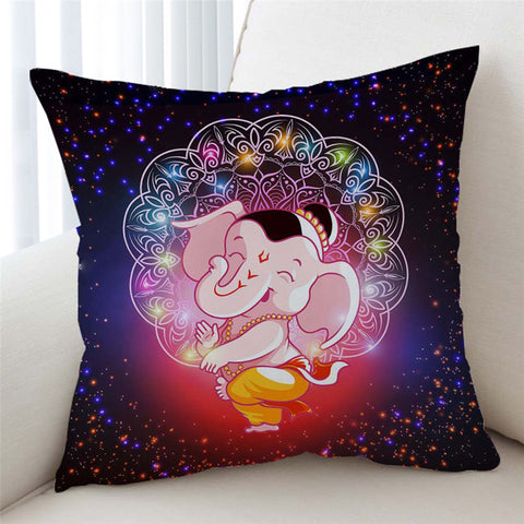 Image of Cartooned Ganesh Cosmic Cushion Cover - Beddingify