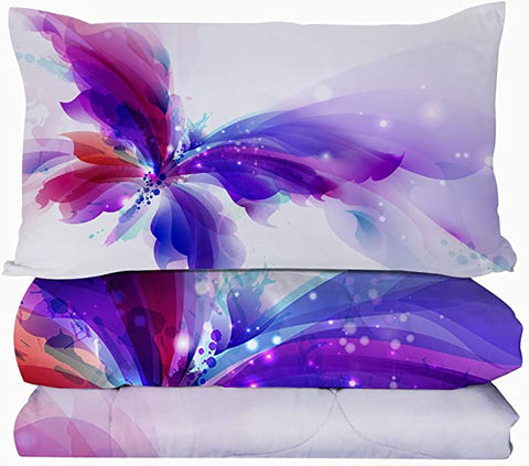Image of 4 Pieces Watercolor Butterfly Comforter Set - Beddingify