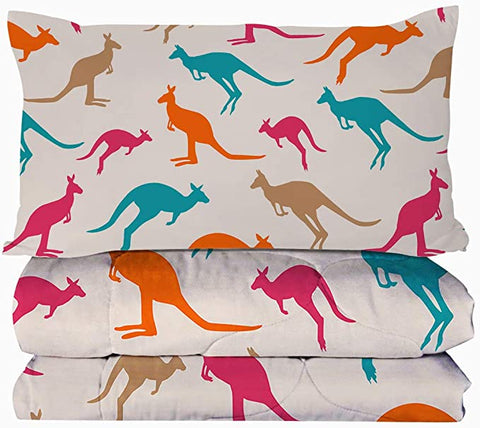 Image of 4 Pieces Colored Shadow Kangaroos Comforter Set - Beddingify