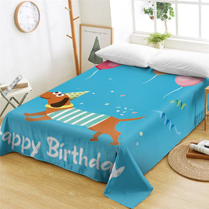 Happy Birthday Dachshund Flat Sheet - Beddingify