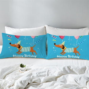 Happy Birthday Dachshund Pillowcase
