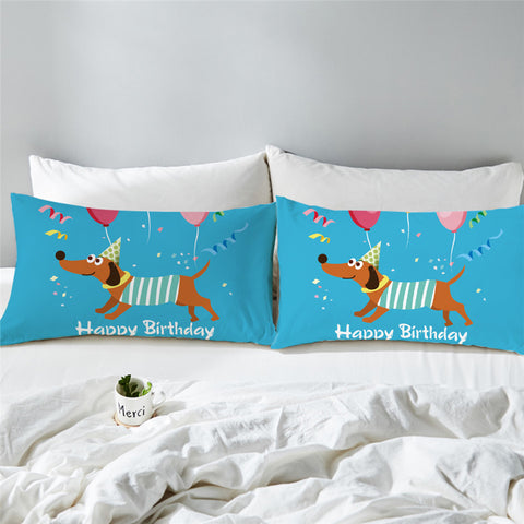 Image of Happy Birthday Dachshund Pillowcase