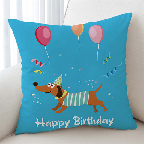 Image of Happy Birthday Dachshund Cushion Cover - Beddingify