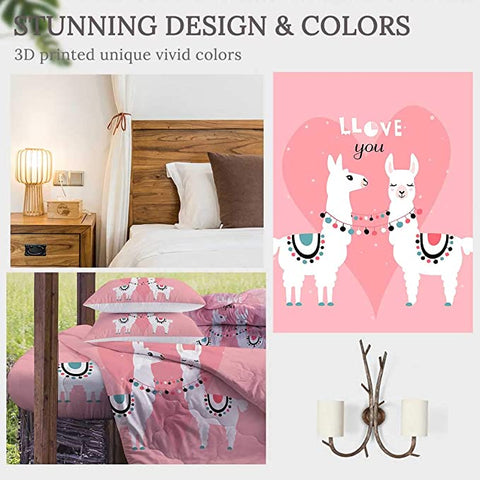 Image of 4 Pieces Llove You Llamas Comforter Set - Beddingify