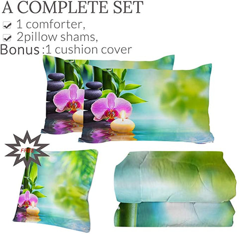 Image of 4 Pieces 3D Zen Corner Comforter Set - Beddingify