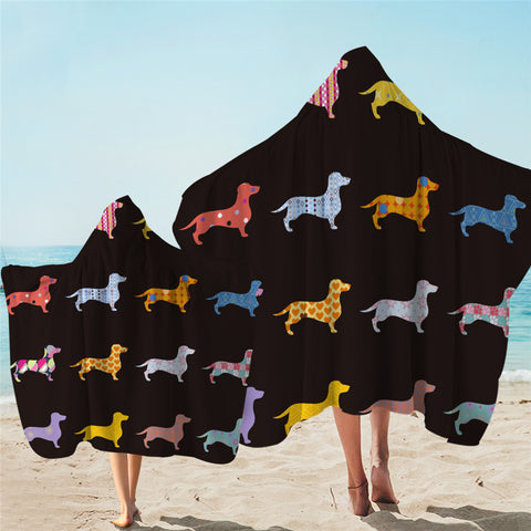 Image of Dachshund Color Shape Hooded Towel