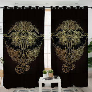 God Elephant Mandala 2 Panel Curtains