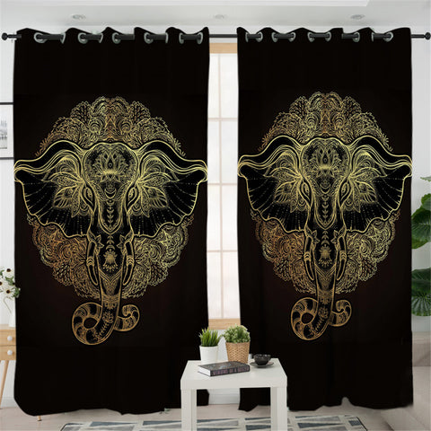 Image of God Elephant Mandala 2 Panel Curtains