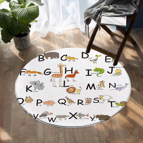 Image of Animal Alphabet SW0498 Round Rug