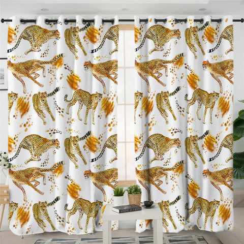 Image of Cheetah Themed 2 Panel Curtains