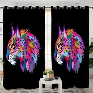 Stylized Cheetah Black 2 Panel Curtains