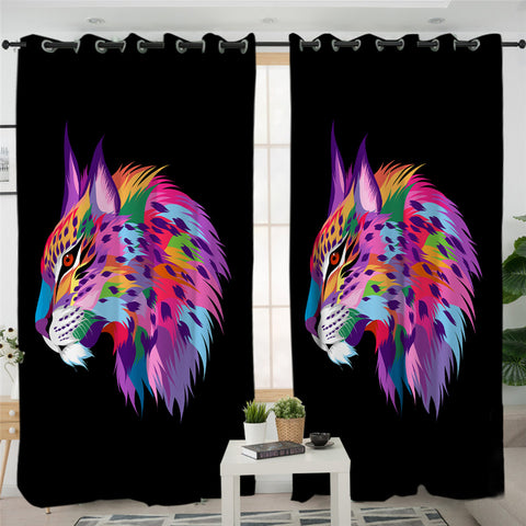 Image of Stylized Cheetah Black 2 Panel Curtains