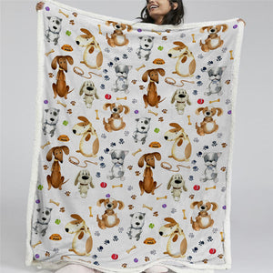 Children Dog Themed Sherpa Fleece Blanket - Beddingify