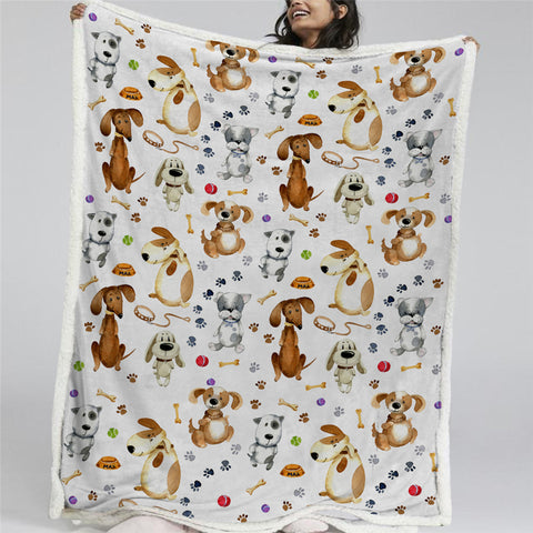 Image of Children Dog Themed Sherpa Fleece Blanket - Beddingify