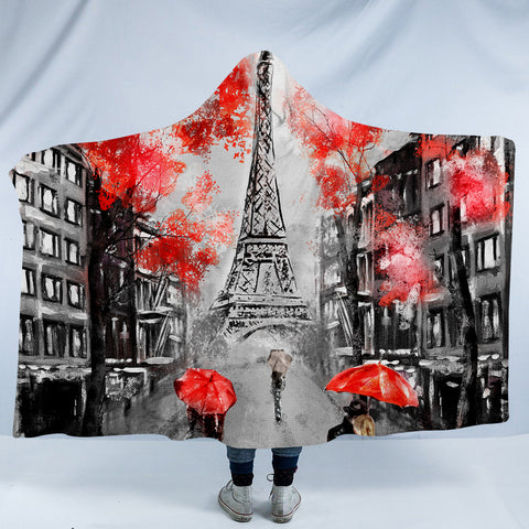Image of Rainy Paris SW1389 Hooded Blanket