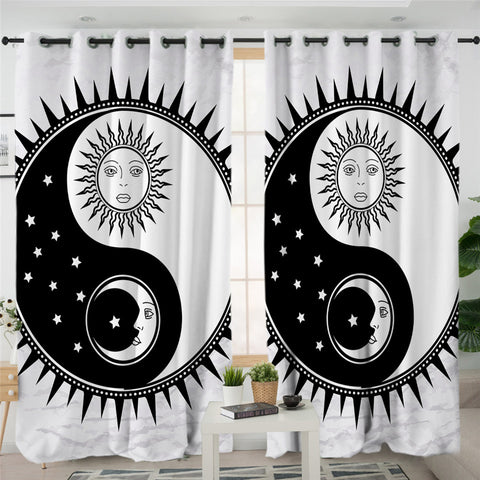 Image of Moon Sun Yin Yang 2 Panel Curtains