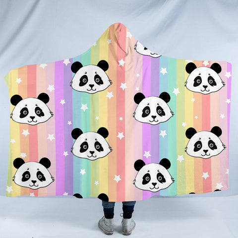 Image of Panda Rainbow SW0057 Hooded Blanket