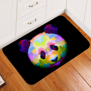 Multicolored Panda Black Door Mat