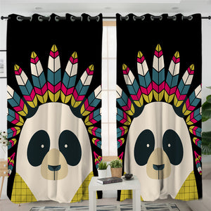 Cartoon Tribal Panda 2 Panel Curtains