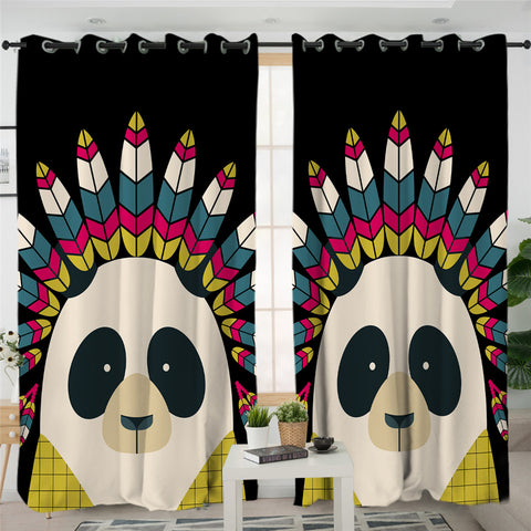 Image of Cartoon Tribal Panda 2 Panel Curtains