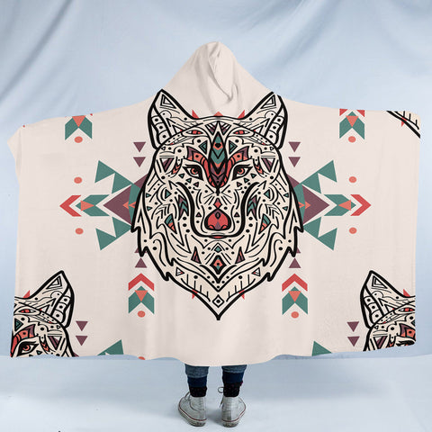 Image of Tribal Wolf Aztec SW0022 Hooded Blanket