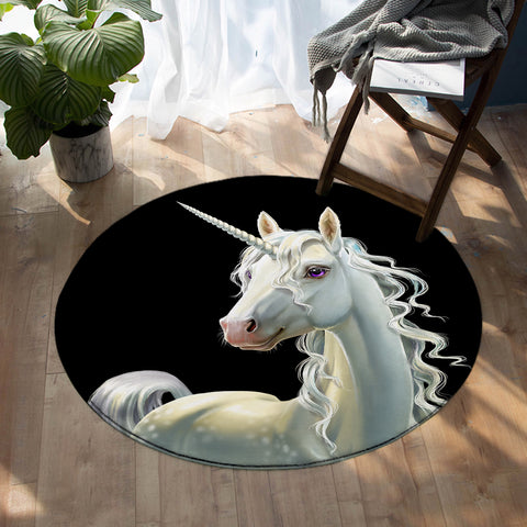 Image of White Unicorn SW0037 Round Rug
