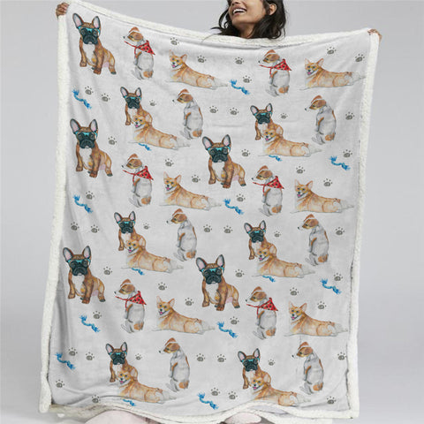 Image of Kid Dog Themed Sherpa Fleece Blanket - Beddingify