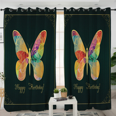 Image of Birthday Butterfly Card 2 Panel Curtains