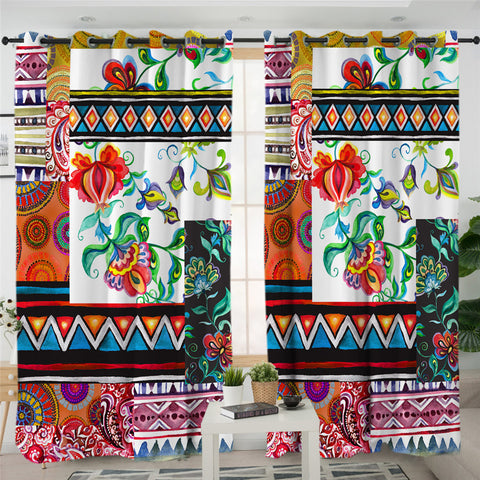 Image of Patchwork Themed 2 Panel Curtains