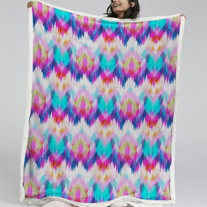 Pink Blue Tie Dye Sherpa Fleece Blanket - Beddingify