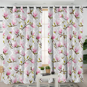 Pink Orchid Gray 2 Panel Curtains