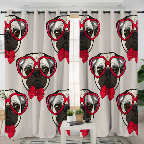 Image of Funny Bulldog 2 Panel Curtains