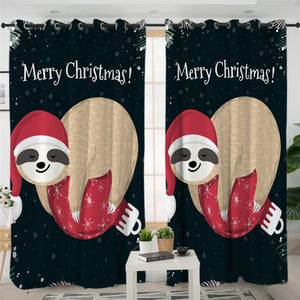 Christmas Sloth 2 Panel Curtains