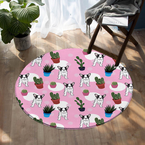 Image of Pink & Puppies SW0513 Round Rug