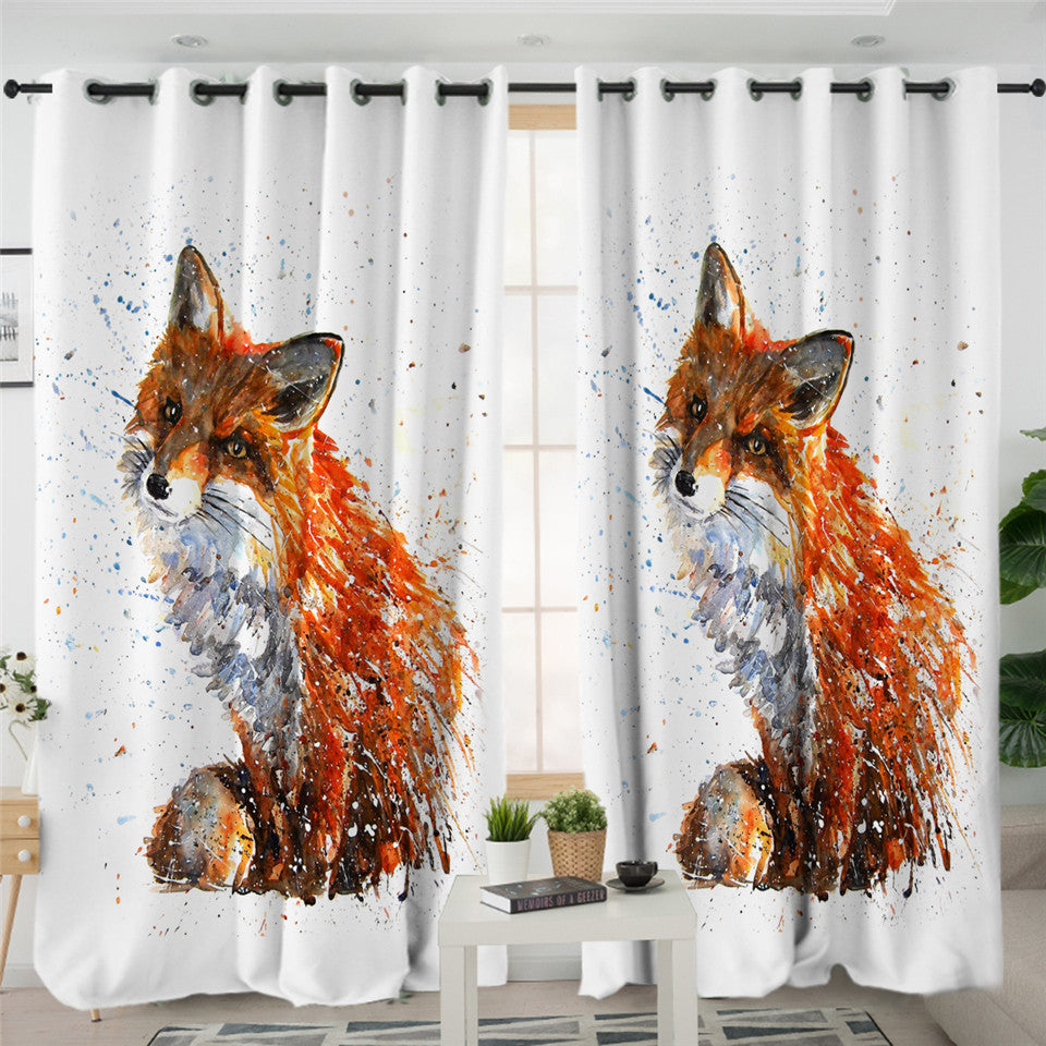 Color Spray Fox 2 Panel Curtains