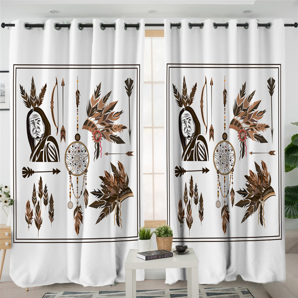 Feathered Tribal 2 Panel Curtains