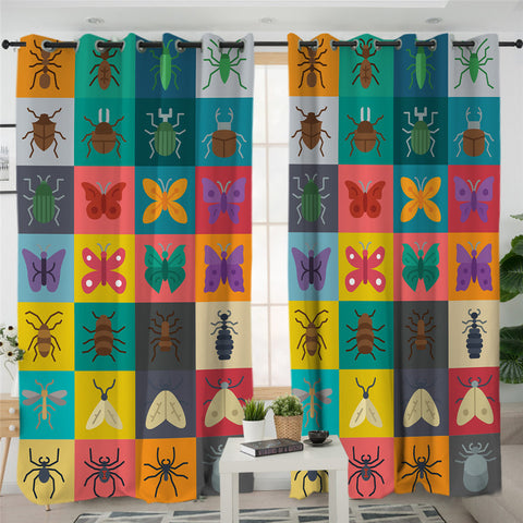Image of Insects Pattern 2 Panel Curtains