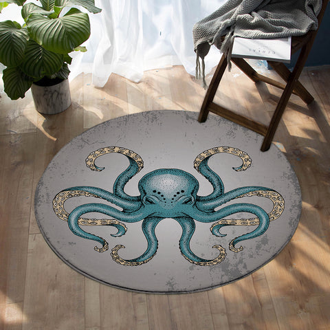 Image of Blue Octopus SW0081 Round Rug