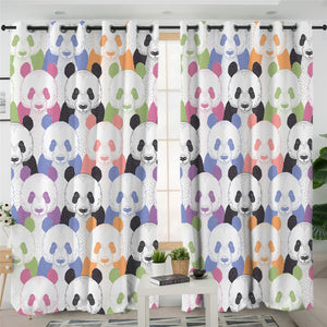 Colored Panda Cubs 2 Panel Curtains