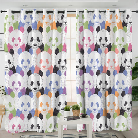 Image of Colored Panda Cubs 2 Panel Curtains