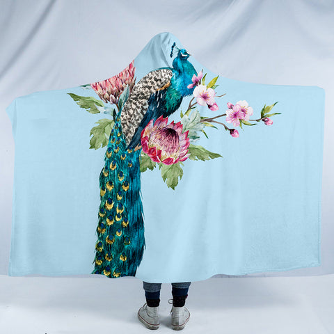 Image of Flower Peacock SW0861 Hooded Blanket