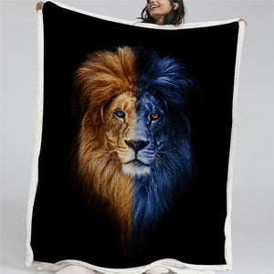 Lion Pattern Sherpa Fleece Blanket - Beddingify