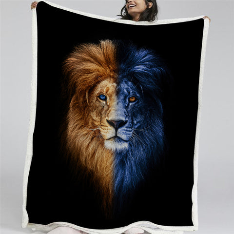 Image of Lion Pattern Sherpa Fleece Blanket - Beddingify